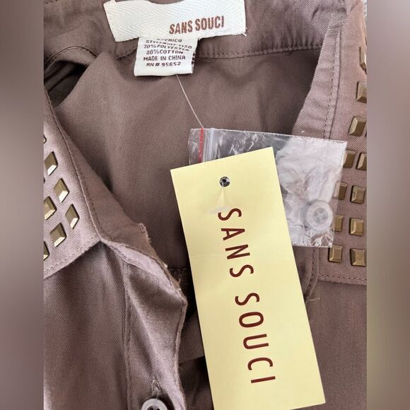 New with tags Sans Souci button front shirt with collar embellishment size S - Picture 6 of 6